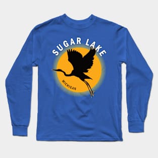 Sugar Lake in Michigan Heron Sunrise Long Sleeve T-Shirt